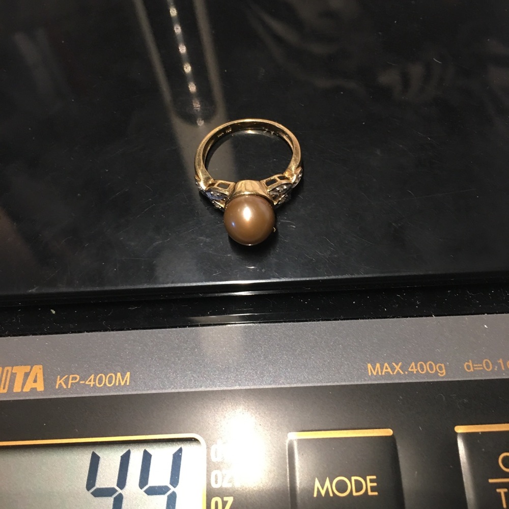 14K gold Dyed brownish pearl ring - Picture 5 of 5